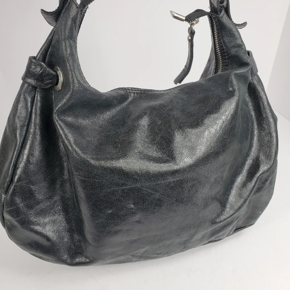 Innue Italy Black Leather Hobo Handbag